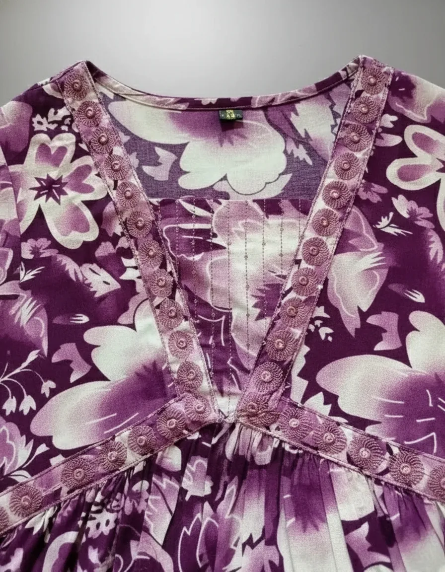 Elegant Rayon Anarkali Embroidered Kurti