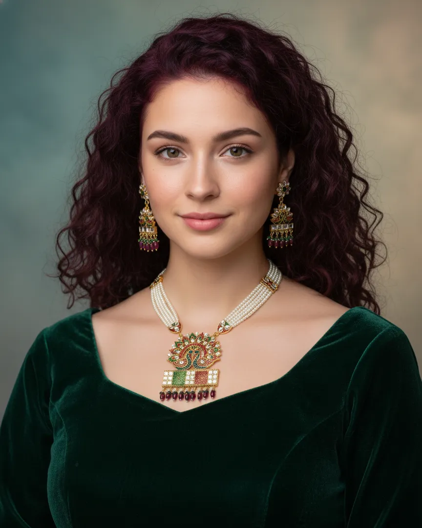 Elegant Women’s Alloy Gold-Plated Kundan Jewelry Set