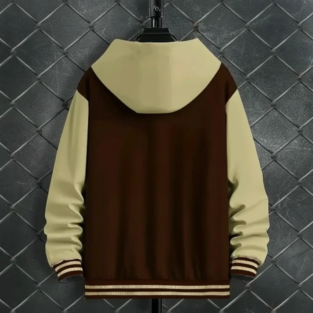 Men’s Printed Fleece Hoodie Bomber Jacket