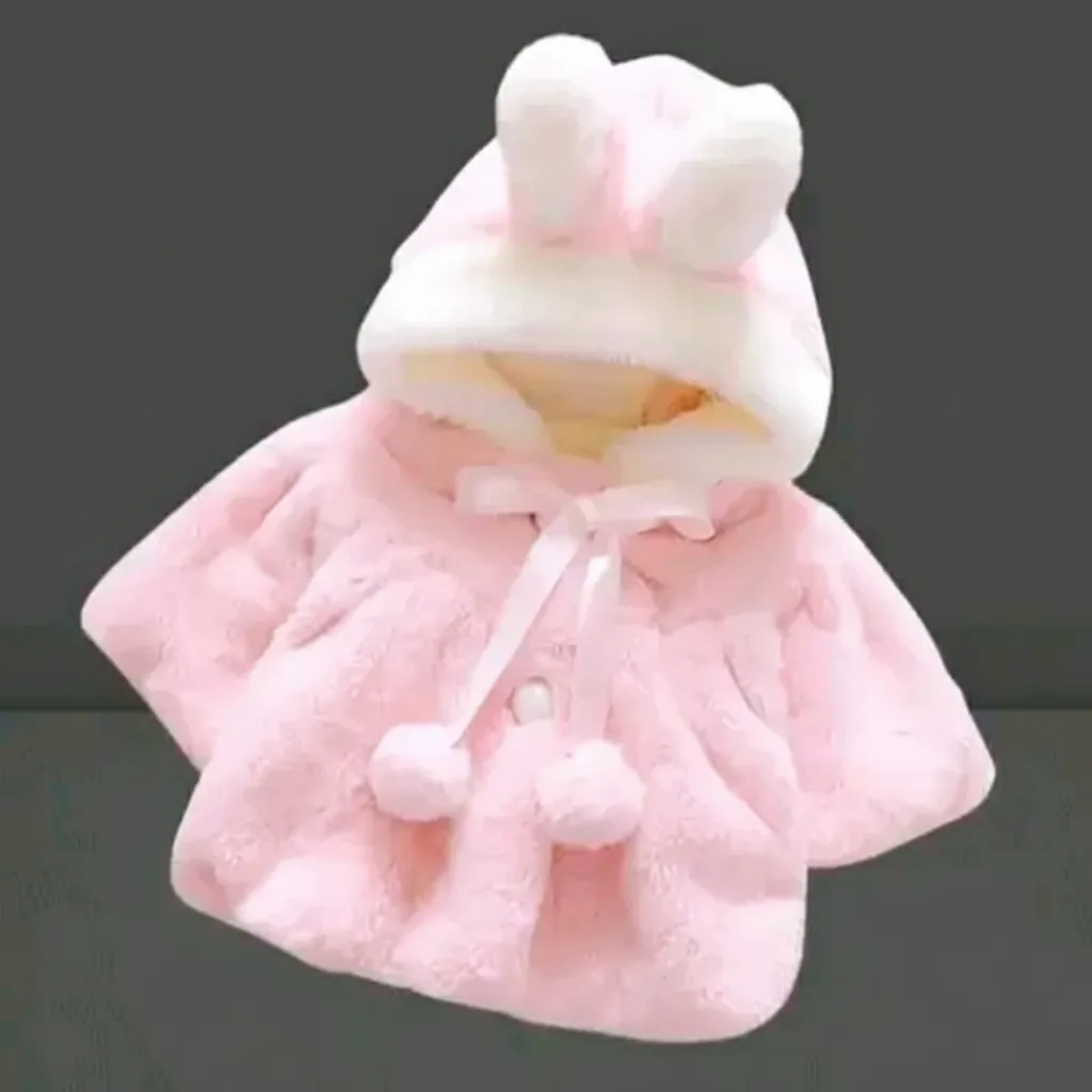 Adorable Baby Girls Gudya Fur Wool Coat