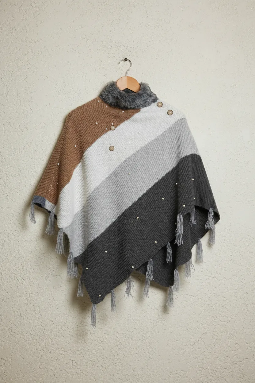 Women Winter Poncho | Designer Wool Poncho