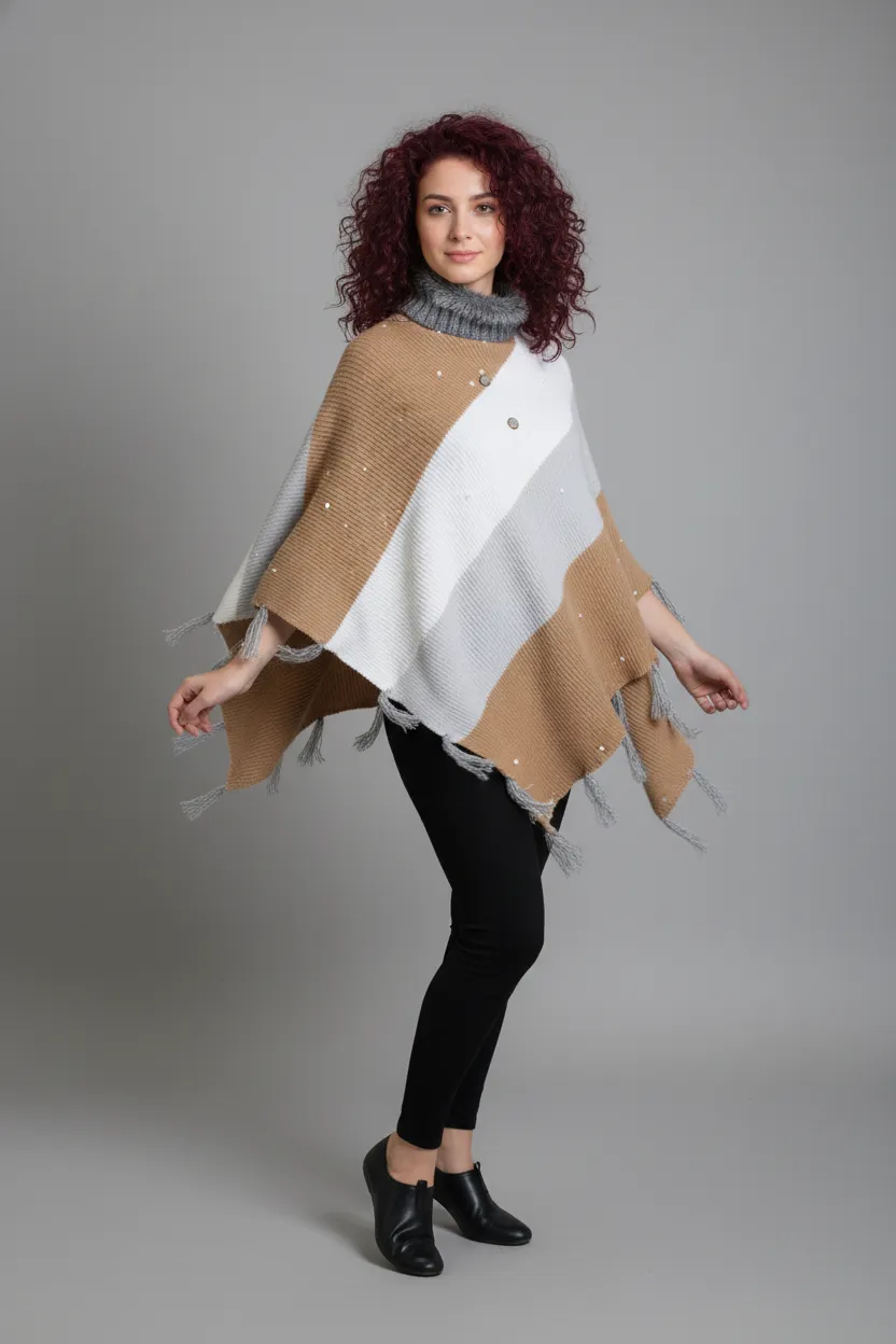 Women Winter Poncho | Designer Wool Poncho
