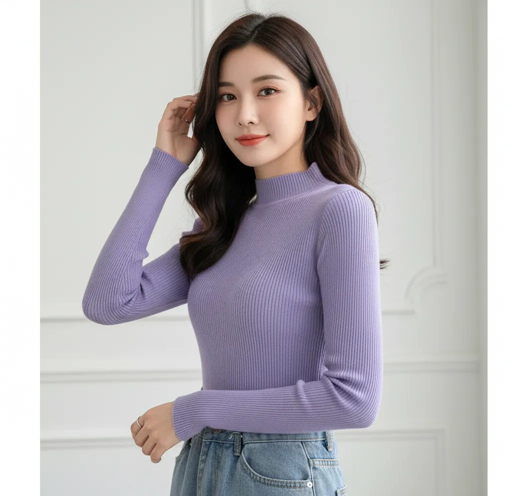 Elegant Full Sleeve Brown High Neck Top for Women