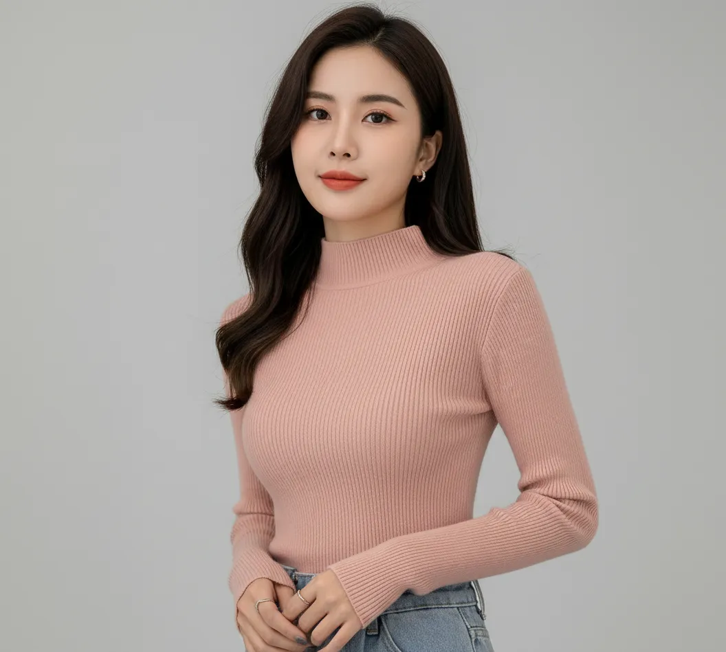 Elegant Full Sleeve Brown High Neck Top for Women