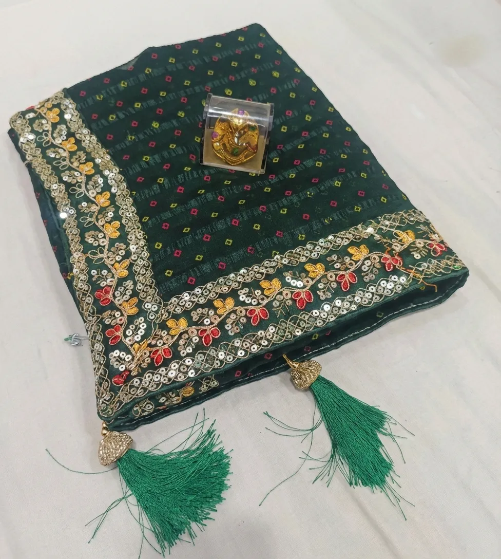 Fancy Designer Georgette Pretty Saree with New Fancy Border & Blouse Piece