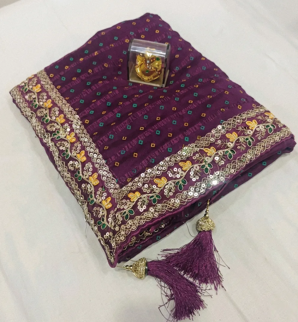 Fancy Designer Georgette Pretty Saree with New Fancy Border & Blouse Piece